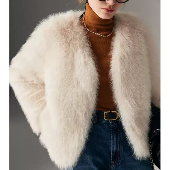 Faux Fox Fur Short Coat Jacket Eco-Friendly - Picture 2 of 4